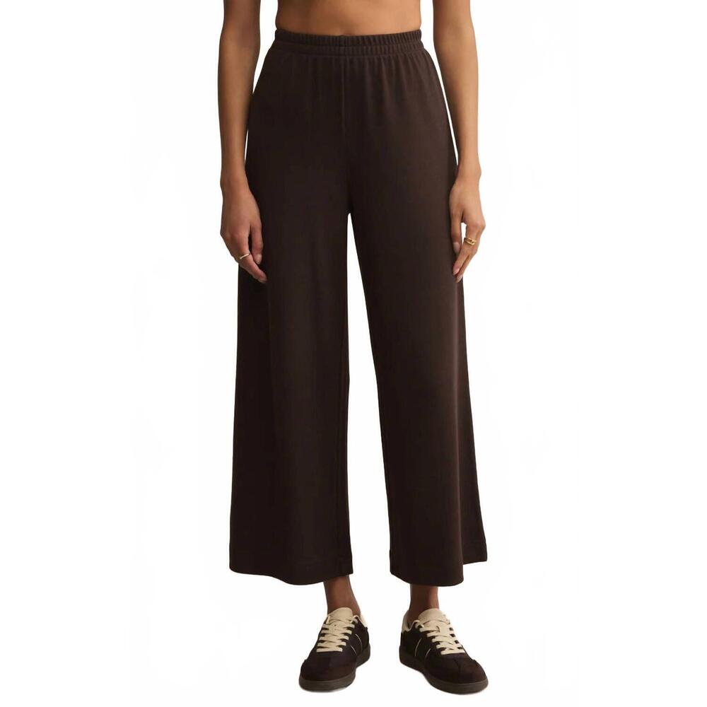 Z Supply Wide Leg Track Pants in Dark Brown